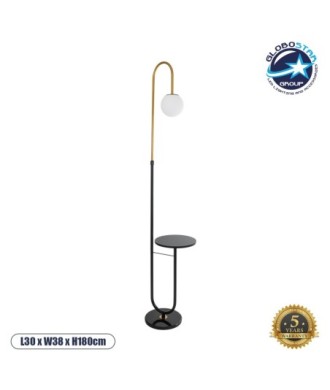 GLOBOSTAR® CORDELIA 02024 Μοντέρνο Επιδαπέδιο Φωτιστικό με Ντουί 1 x E27 AC 220-240V IP20 - Μαύρο & Χρυσό - Μ30 x Π38 x Υ180cm